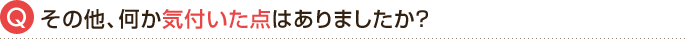 その他、何か気付いた点はありませんか？